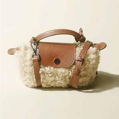 Wool Leather Dumpling Bag