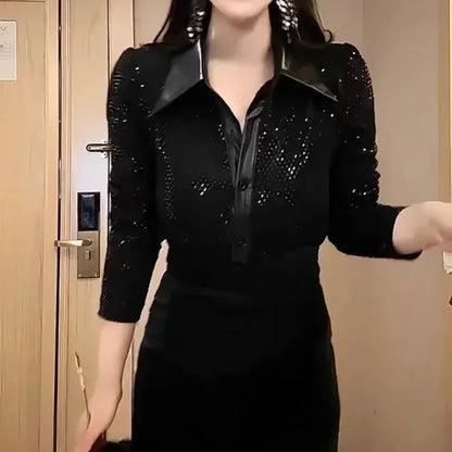 Elegant Black Sequin Shirt – Glamorous Sparkling Top for Parties and Night Outs