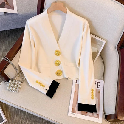 Big Button Knit Cardigan - Chunky Knit Women’s Sweater for Casual Fall Layering