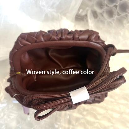 Women's PU Leather Cloud Bag - Ruched Dumpling Small Crossbody Clutch for Parties, Weddings, and Chic Style