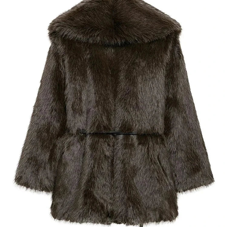 Retro Faux Fur Coat for Women