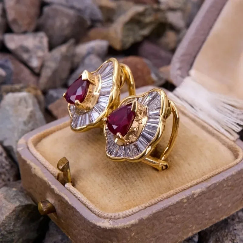 Luxury White Cubic Zirconia Earrings - Vintage Synthetic Gemstone Party Jewelry for Women