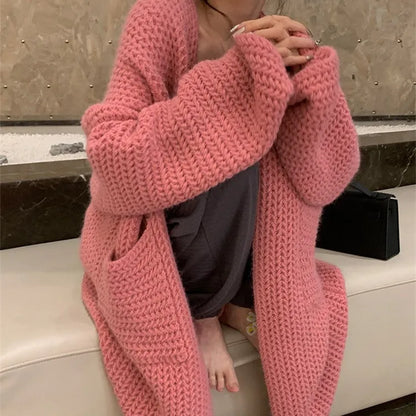 Women's Candy Color Cardigan - Vibrant and Cozy Knit Sweater