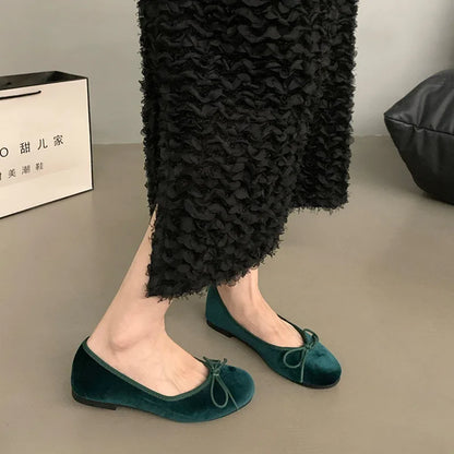 Red Bow Flat Shoes with Bow Detail