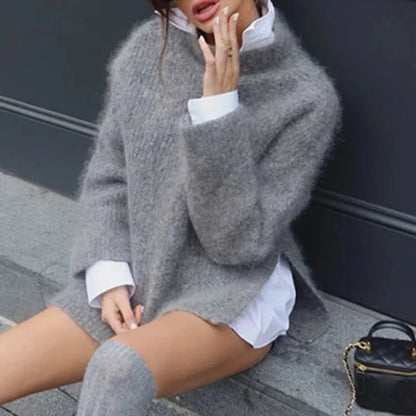 Soft Grey Mohair Sweater for Women