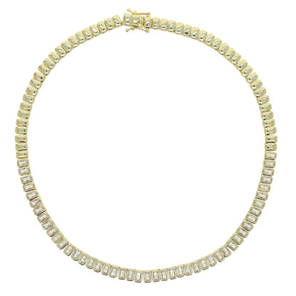 Geometric CZ Tennis Necklace – Elegant Jewelry with Cubic Zirconia Stones