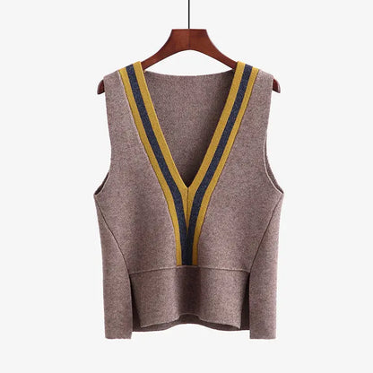 Knitted V-Neck Vest for Women