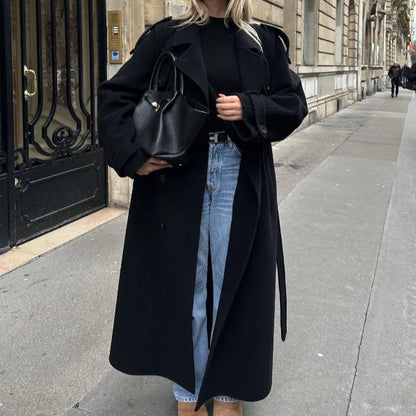 Double-Breasted Belted Overcoat – Classic and Stylish Winter Coat for Women