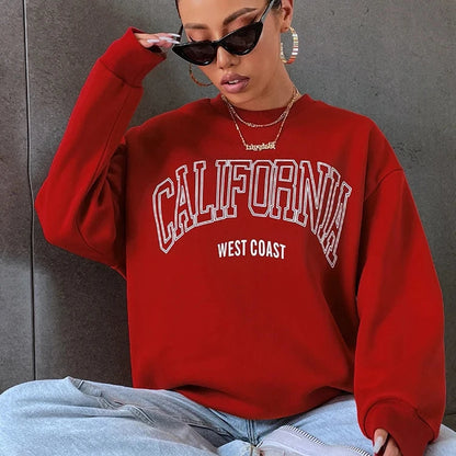 Women's California Print Sweatshirt - Casual and Trendy Pullover