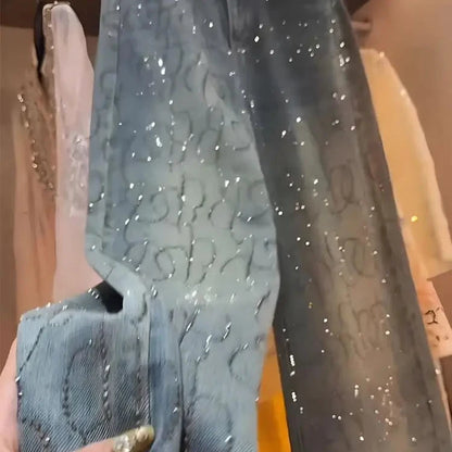 Shiny Diamond Rhinestone Jeans for Women