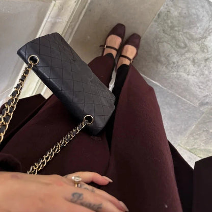 Burgundy Wool Overcoat - Elegant Women’s Winter Wool Coat for Cozy and Chic Winter Looks