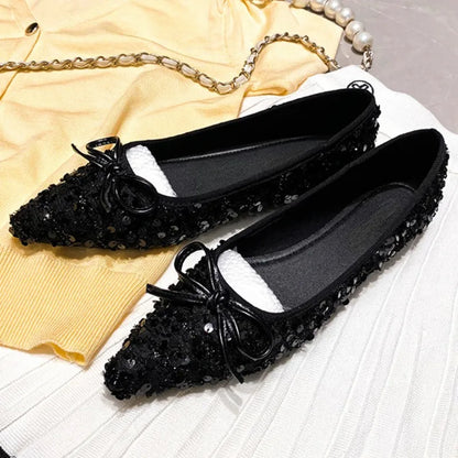 Bling Pointed Toe Flats - Stylish Sparkling Flats for Women with Pointed Toe Design