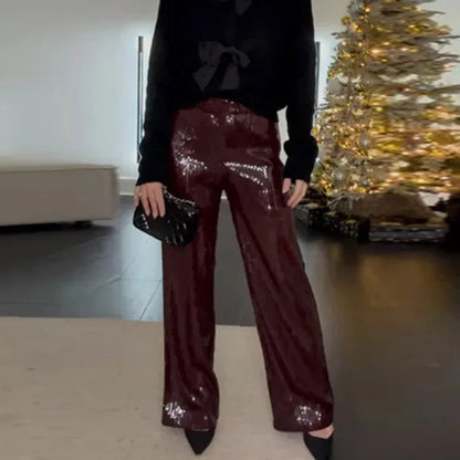 Y2K Sequined Wide-Leg Pants
