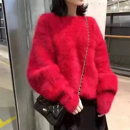 Cozy Mink Fleece Oversized Sweater – Soft and Warm Winter Pullover for Women