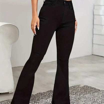 Stylish Women's Flare Stretch Jeans – High-Waisted Comfortable Denim with Classic Flared Leg
