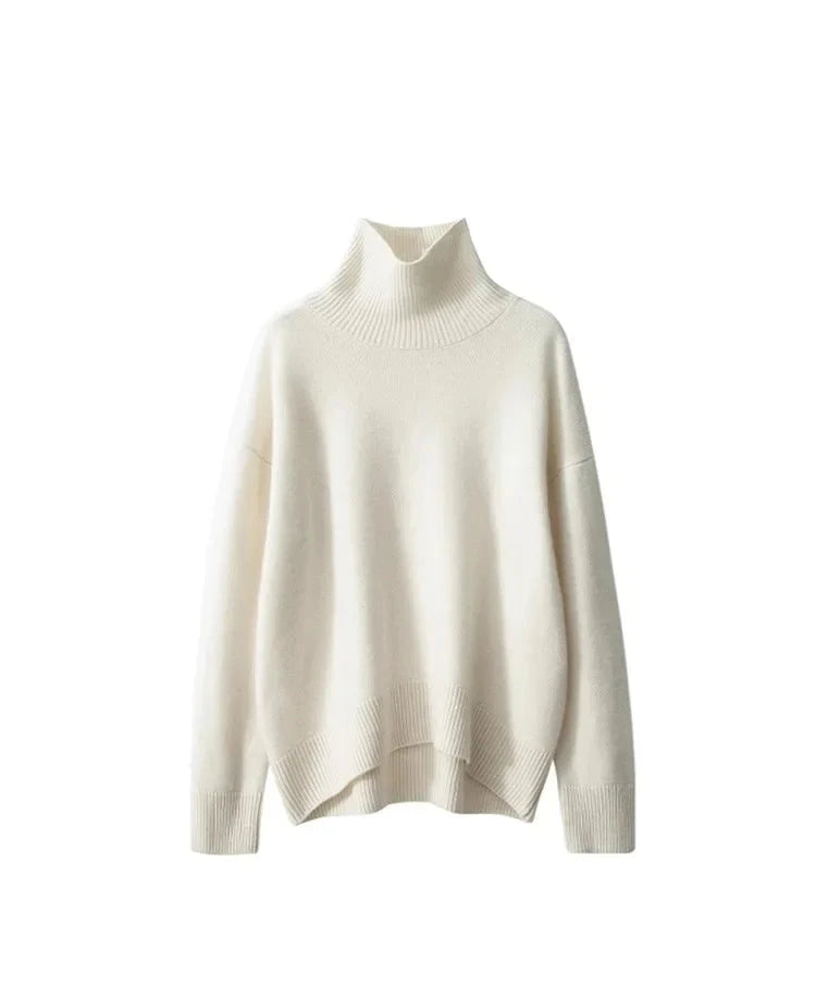 Women's Cashmere High Neck Sweater - Soft, Warm, and Elegant Knit Pullover