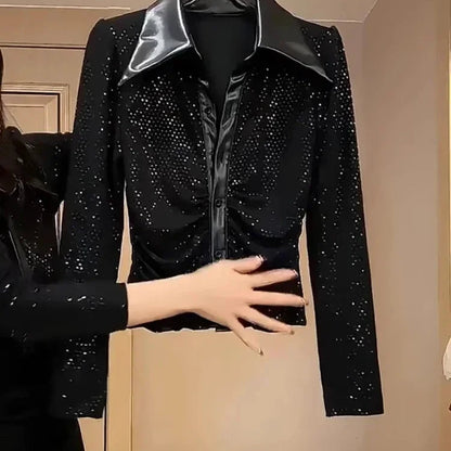 Elegant Black Sequin Shirt – Glamorous Sparkling Top for Parties and Night Outs