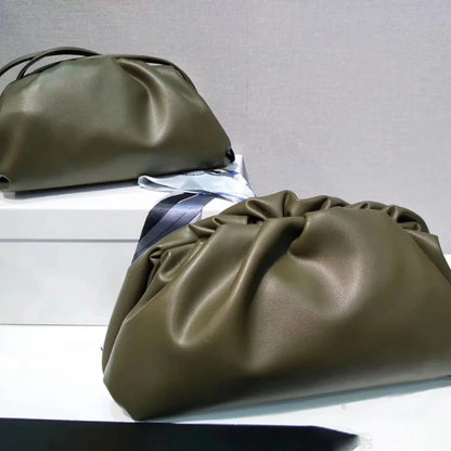 Women's PU Leather Cloud Bag - Ruched Dumpling Small Crossbody Clutch for Parties, Weddings, and Chic Style