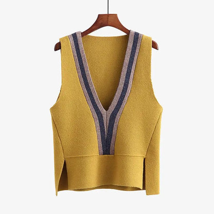 Knitted V-Neck Vest for Women