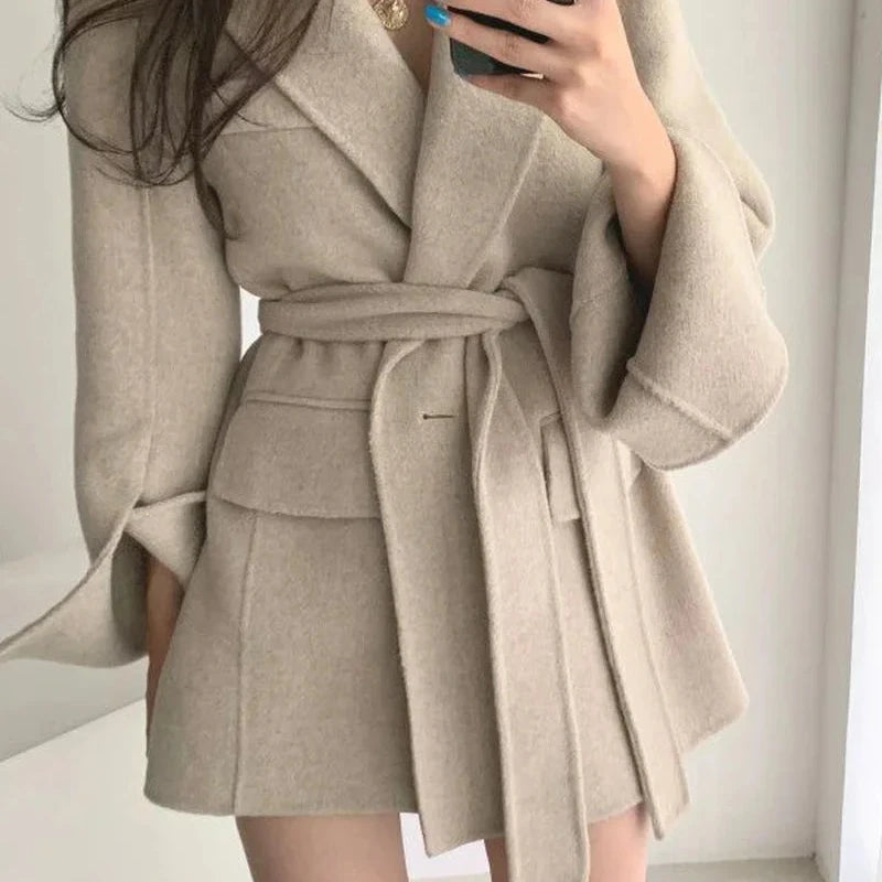 V Neck Slim Waist Bandage Jacket