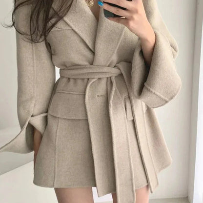 V Neck Slim Waist Bandage Jacket