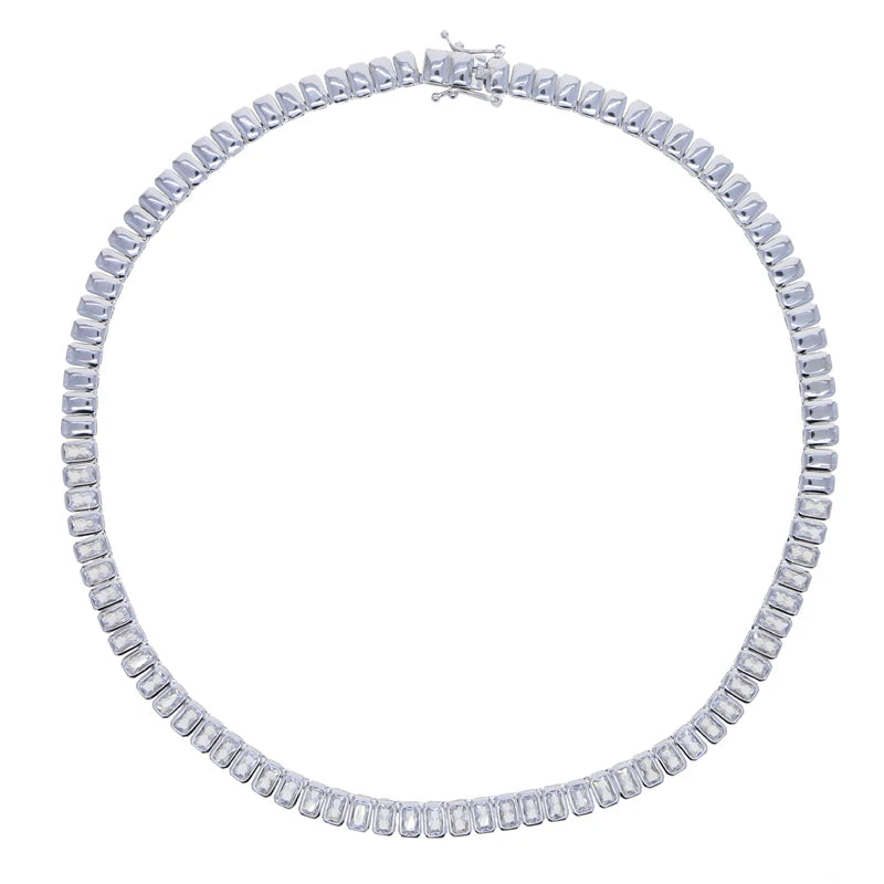 Geometric CZ Tennis Necklace – Elegant Jewelry with Cubic Zirconia Stones