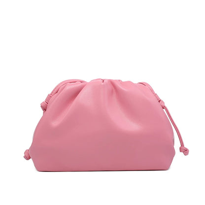 Women's PU Leather Cloud Bag - Ruched Dumpling Small Crossbody Clutch for Parties, Weddings, and Chic Style