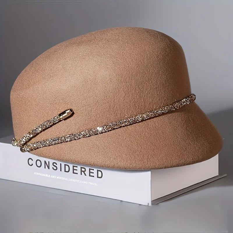 Elegant French Wool Felt Hat for Women – Classic Winter Fashion Accessory