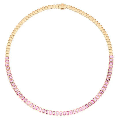 Geometric CZ Tennis Necklace – Elegant Jewelry with Cubic Zirconia Stones