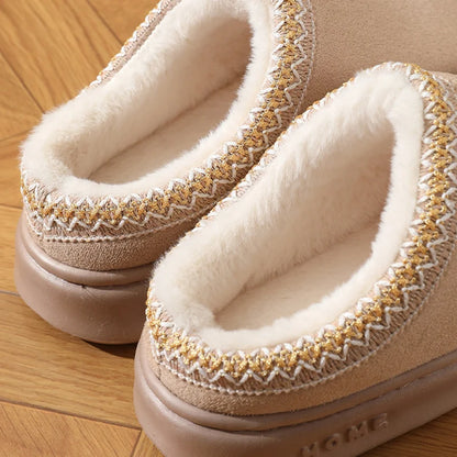 Cozy Fluffy Platform Slippers for Women with Soft Plush Fabric and Anti-Slip Sole