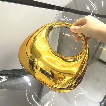 Golden Round Clutch – Elegant Evening Bag