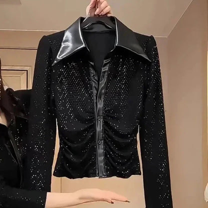 Elegant Black Sequin Shirt – Glamorous Sparkling Top for Parties and Night Outs