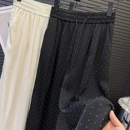 Rhinestone Wide Leg Pants for Women