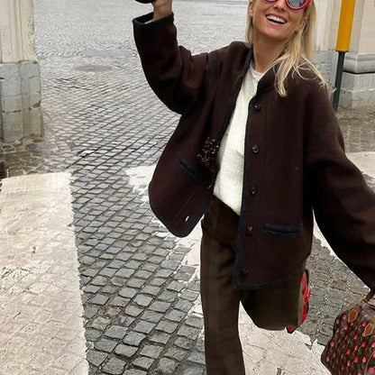 Retro Wool Blend Coat for Women