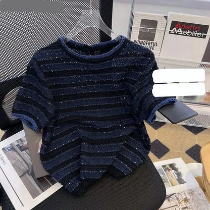 Striped Knit T-Shirt for Women