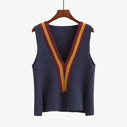 Knitted V-Neck Vest for Women