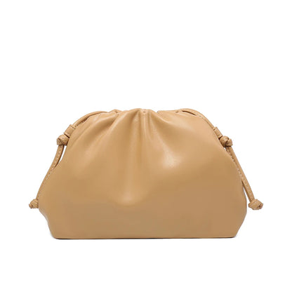Women's PU Leather Cloud Bag - Ruched Dumpling Small Crossbody Clutch for Parties, Weddings, and Chic Style