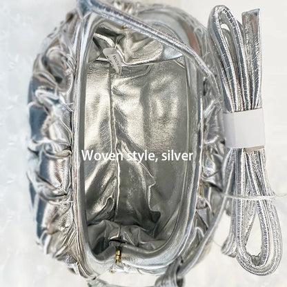 Women's PU Leather Cloud Bag - Ruched Dumpling Small Crossbody Clutch for Parties, Weddings, and Chic Style