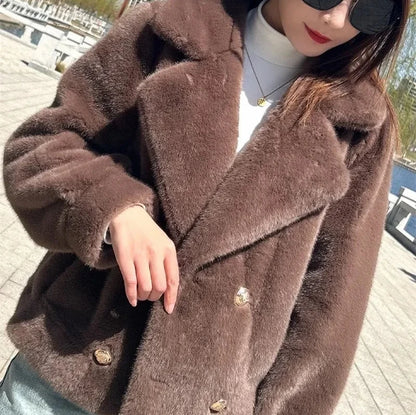 Elegant Mink Fur Short Coat – Women's Stylish and Warm Winter Outerwear
