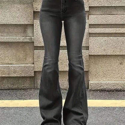 Stylish Women's Flare Stretch Jeans – High-Waisted Comfortable Denim with Classic Flared Leg