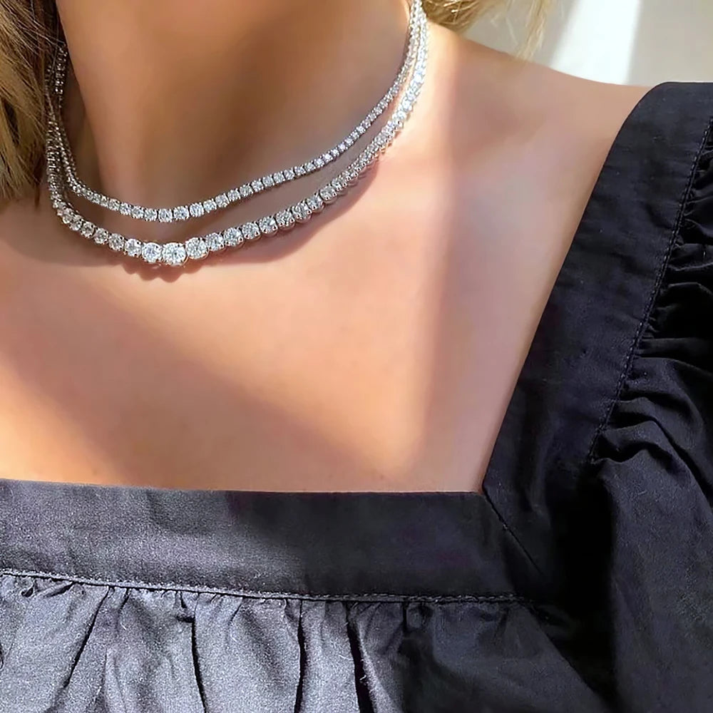 Elegant Moissanite Tennis Necklace – Sparkling Luxury Jewelry for Women