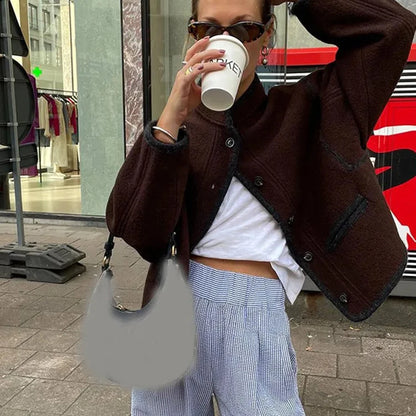 Retro Wool Blend Coat for Women