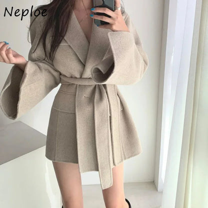 V Neck Slim Waist Bandage Jacket