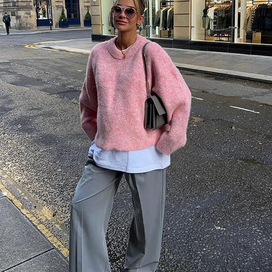 Pink Wool Cashmere Sweater for Women
