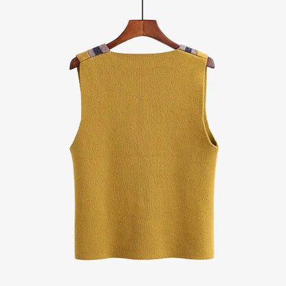 Knitted V-Neck Vest for Women