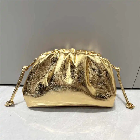 Women's PU Leather Cloud Bag - Ruched Dumpling Small Crossbody Clutch for Parties, Weddings, and Chic Style