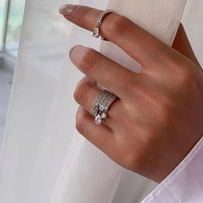 Zircon Silver Cuff Ring