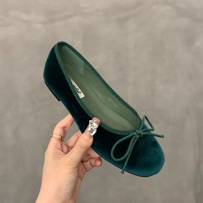 Red Bow Flat Shoes with Bow Detail