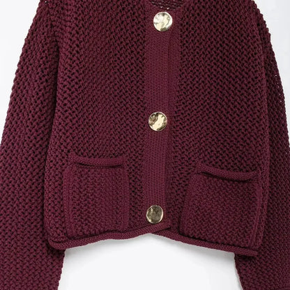 Relaxed Fit Knitted Cardigan for Women