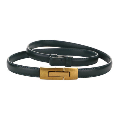 Elegant Leather Gold Buckle Belt – Stylish Women’s Adjustable Fashion Accessory